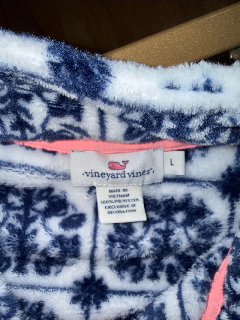 Vineyard Vines island geometric tile print quarter fleece pullover size large - Picture 4 of 6